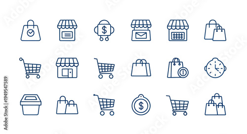 Shopping icons retail commerce and sales