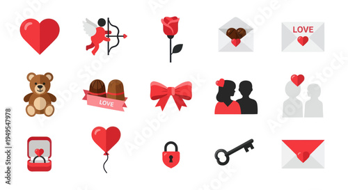 Valentines day icons love romance and feelings