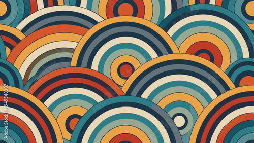 Retro concentric circles pattern in warm earth tones abstract
