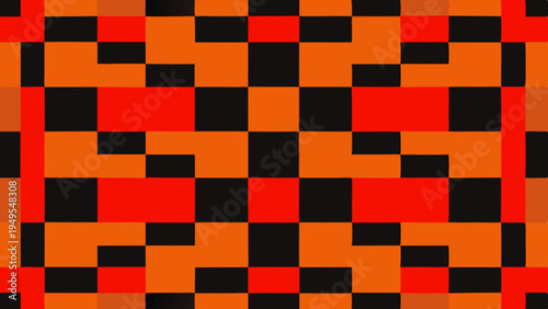 Foto Abstract geometric pattern with orange, red, and black squares