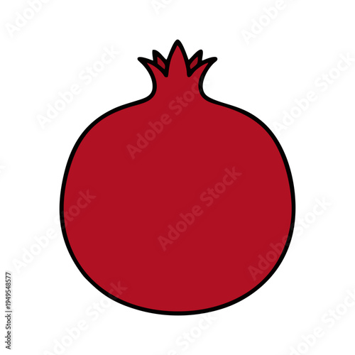 Pomegranate icon, fresh fruit flat vector illustration