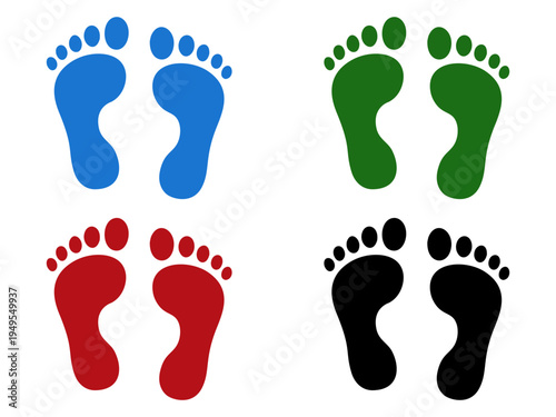 Man Feet Icons Set – Male Foot Silhouette Symbols Collection Vector Stock Illustration
