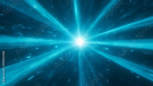 Abstract blue light speed hyperspace jump wormhole traveling through time and space