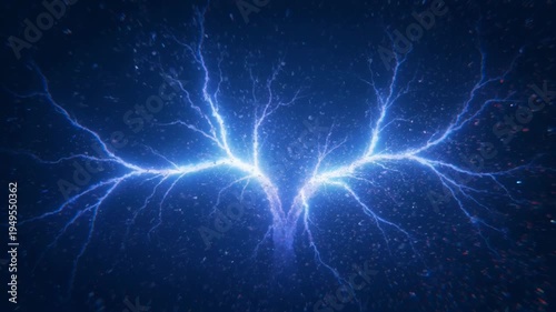 Dynamic blue abstract illustration depicting lightning energy resembling a branching tree