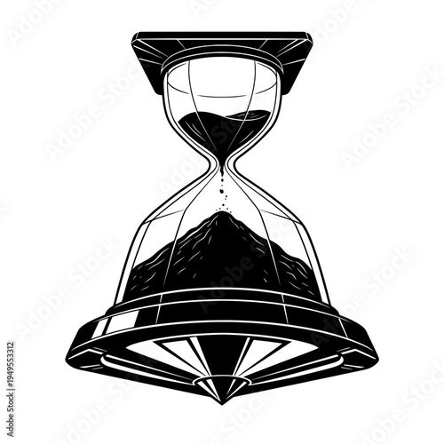 Minimalist Hourglass Vector Illustration with Flowing Sand and High Contrast Design