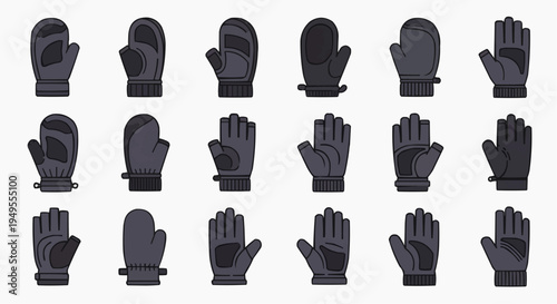 Collection of Various Black Gloves in Different Styles