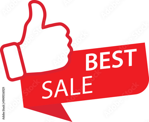 Best Sale Thumbs Up Badge Red Ribbon Label