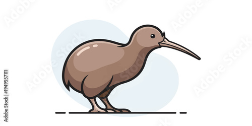 Brown Kiwi Bird Side Profile View.