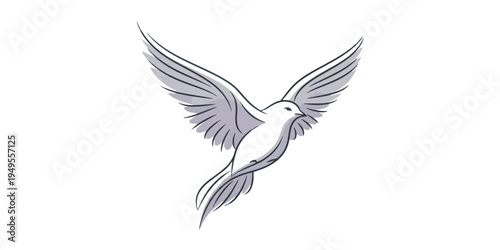 Flying Bird Vector Illustration with Elegant Wings in Minimal Style