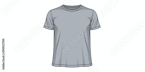 Blank T Shirt Template Vector Illustration Front View Apparel Mockup