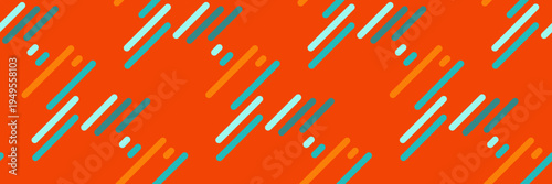 Vibrant abstract geometric pattern.  Dynamic diagonal lines in teal, orange, and white create a modern, energetic design. Perfect for backgrounds, website banners, or textile prints.