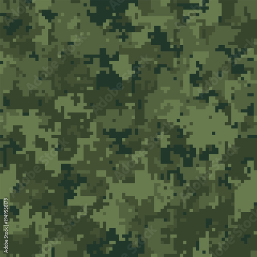 Abstract digital camouflage pattern.  Perfect for backgrounds, textiles, or militarythemed designs.  The pixelated texture creates a sense of concealment and mystery.
