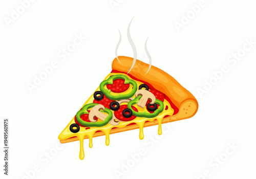 Slice of Pizza with Melting Cheese.