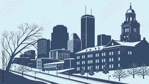 Cityscape Silhouette with Historic Building and Modern Towers Contrasting in Monochrome Tone seoul skyline vector