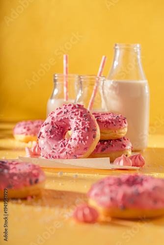 Yummy and homemade pink don...