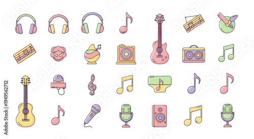 Music instruments and elements illustration