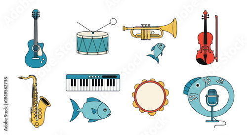 Musical instruments collection illustration