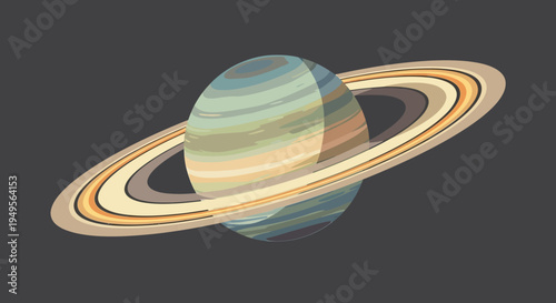 Saturn planet with rings in space illustration