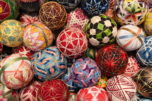 Photos Bright Temari Ball Folk Art Texture – Japan Craft Background