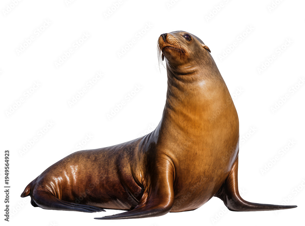 Ταπετσαρία Majestic brown sea lion, a powerful marine mammal, sitting and looking upwards,