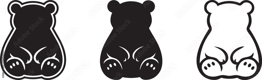 Fototapeta premium Cute polar bear silhouette bold vector icon.