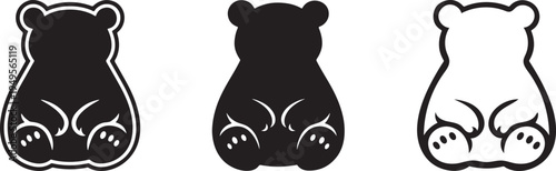 Cute polar bear silhouette bold vector icon.