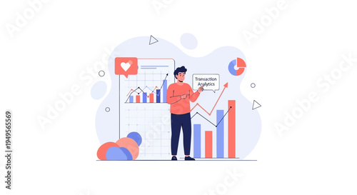 Man analyzing financial transaction graphs and charts, business analytics concept