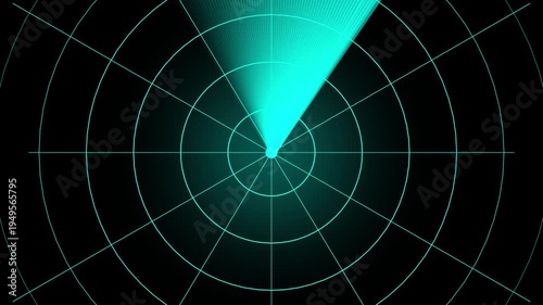 Radar scanning animation with rotating detection signal interface. Modern radar scanning system for surveillance monitoring and tracking. Digital radar scanning interface for navigation