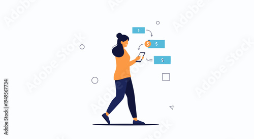 Woman using smartphone for online payment and financial transactions