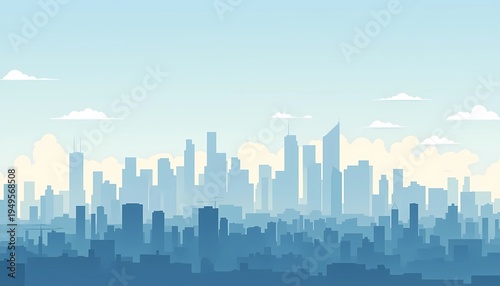 Urban City Skyline Panoramic Background Illustration