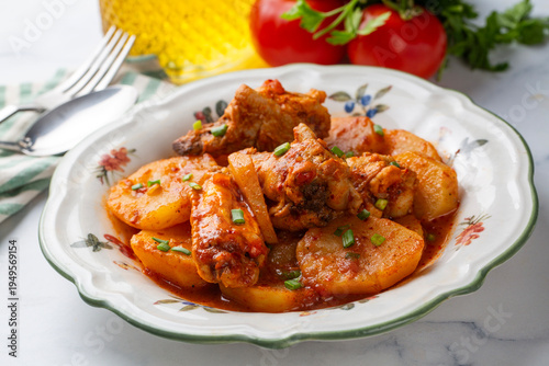 A chicken and potato dish f...