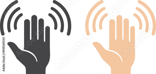 Hand gestures illustrating wireless signal transmission and reception Vector