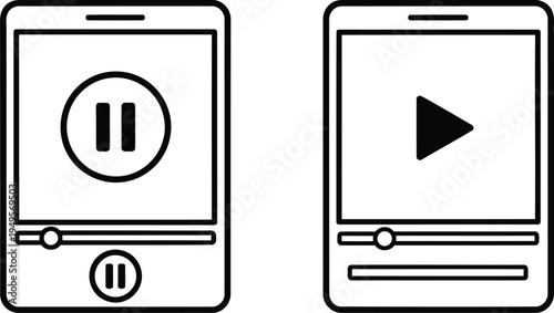 Comparison of music and video playback icons on mobile devices Vector