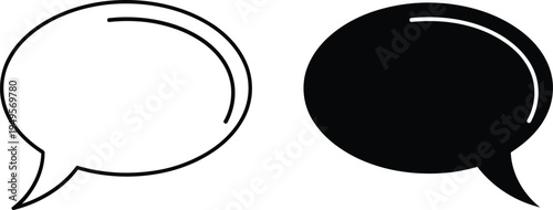 Contrast between empty and filled speech bubbles in a minimalist black and white design Vector