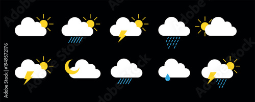 Minimalist Weather Forecast Icon Set for UI and App Design