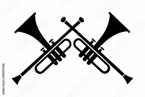 trumpet brass instrument silhouette illustration for music jazz band sound design