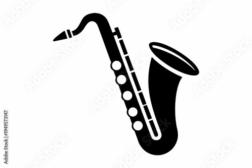 saxophone brass instrument silhouette illustration for jazz music band sound design