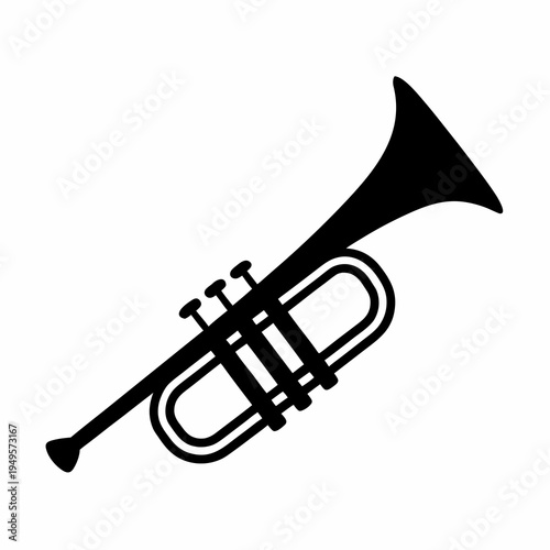 trumpet brass instrument icon silhouette illustration for music jazz band sound design