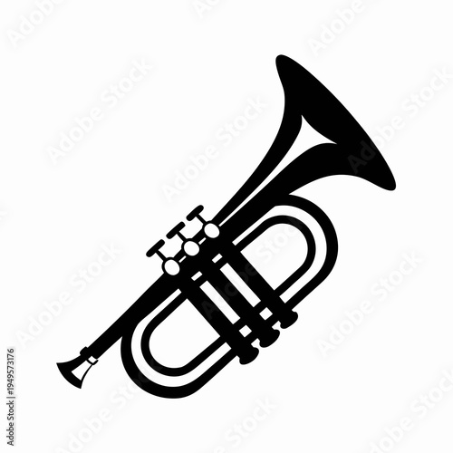 trumpet brass instrument icon silhouette illustration for music jazz band sound design