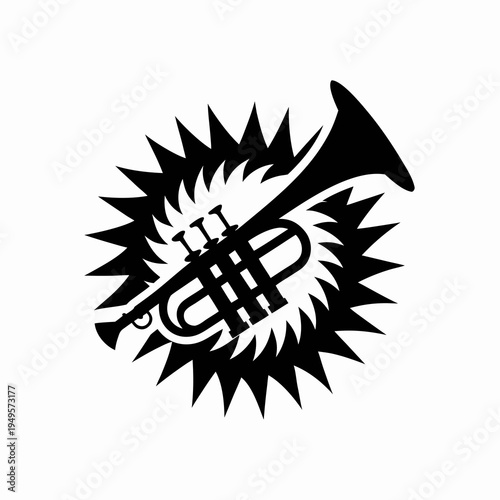 trumpet brass instrument icon silhouette illustration for music jazz band sound design
