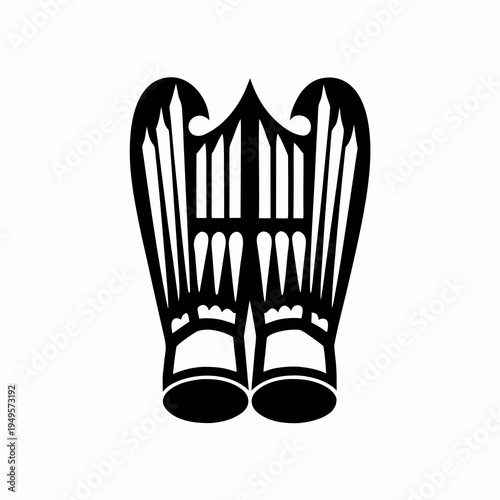 organ keyboard instrument icon silhouette illustration for music church classical sound design