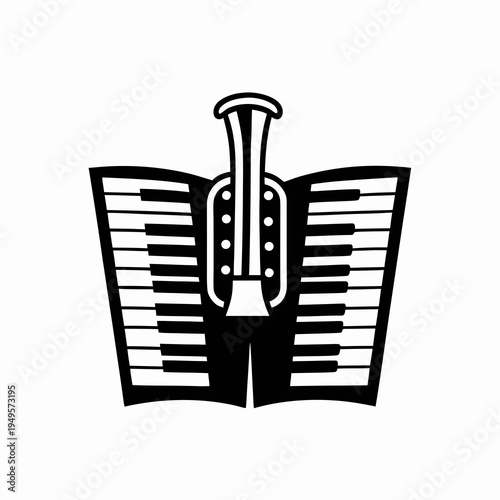 organ keyboard instrument icon silhouette illustration for music church classical sound design