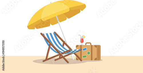 Flat vector illustration of hiking gear set including backpack, mountain boots, compass, binoculars, and camping equipment for outdoor adventure travel