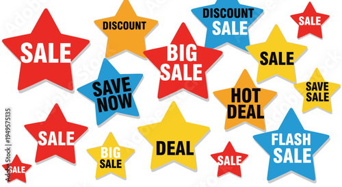 Colorful sale discount stars stickers.
