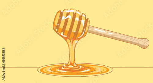Honey dripping from a honey dipper 1.