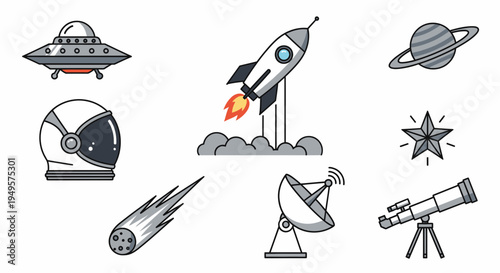 Space rocket launching into the sky.