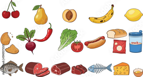 Flat vector illustration of agricultural machinery set, tractor, combine harvester, construction vehicles, farming equipment icons, industrial tractor, agricultural vehicles, shipping,