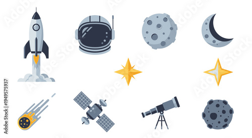 Space exploration rocket and telescope.