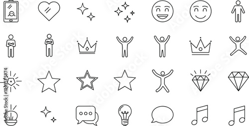 Set of Minimalist Outline Icons Featuring Clocks Watches Hourglasses and Calendars for Time Management Digital Interface Design and Scheduling Applications