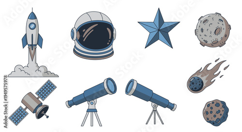 Space exploration equipment and symbols 1.